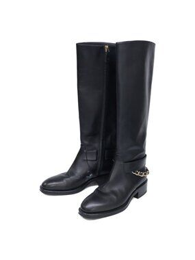 Chanel CC Logo Chain Strap Long Boots 36c